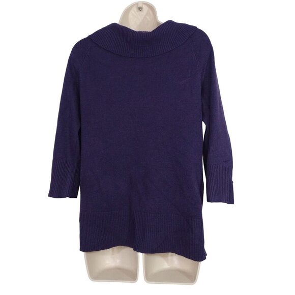 Debbie Morgan Cowl Neck Acrylic Sweater Women Size M Purple 3/4 Sleeve FLAW - Picture 2 of 11